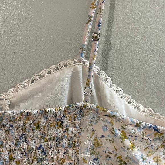 Wild Fable Women's Peach Floral Eyelet Ruffle Sleeveless Corset Crop Top Size XL - Picture 8 of 14